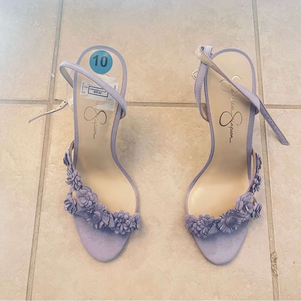 Jessica Simpson Purple Sandals with Ruffled Ankle Strap